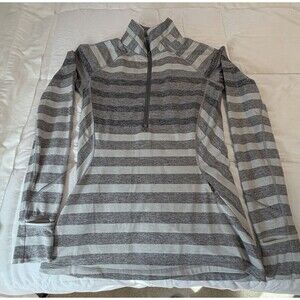 Lululemon Race Your Pace 1/2 Zip Marshmallow Stripe Heathered Slate Gray Size 6